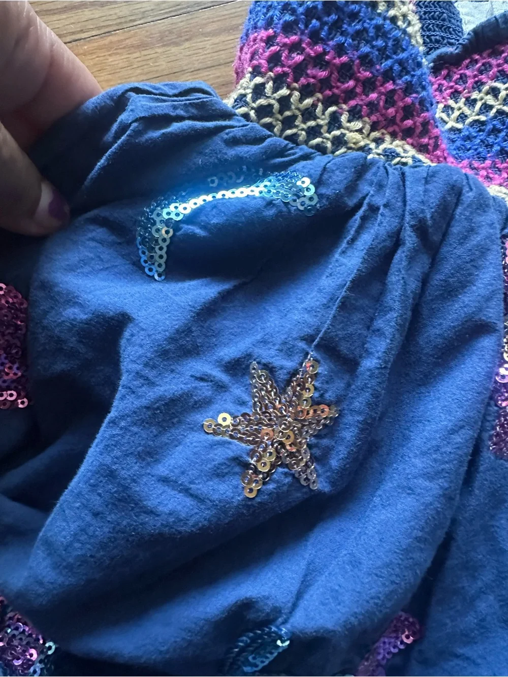 Peek Girls Blue Embellished Smocked Waist Skirt Kids Size 4/5 Cutest